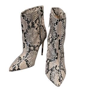 JLo Jennifer Lopez Frankalina Snake Print Rhinestone Booties Size 8
